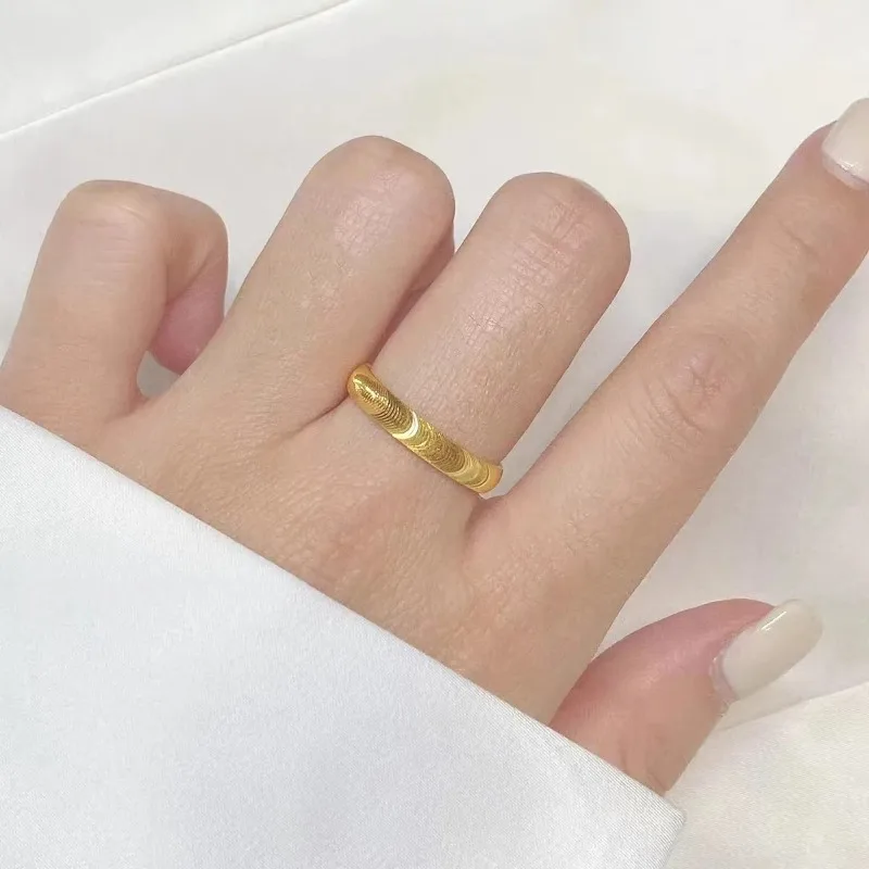 

Nexil Jewelry High - Grade 24K Pure Gold AU999 Cat's Eye Ring, Fashionably Simple for Couples, Wholesale with Metal Stamp