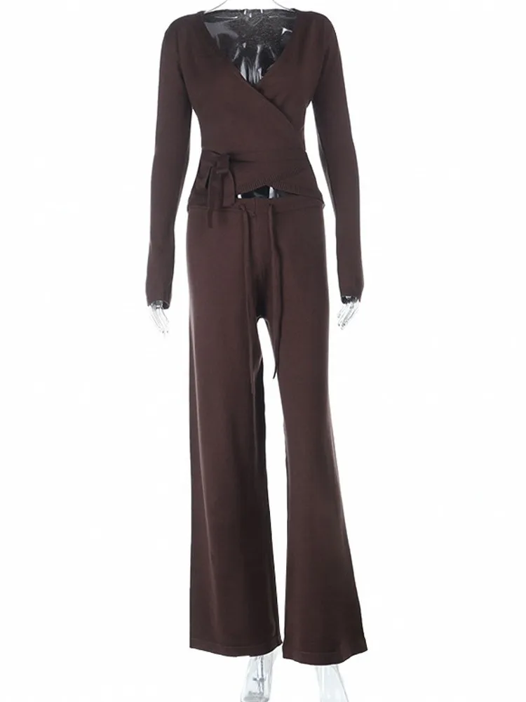 

Женские комплекты из 2 предметов, осень-зима 2025 г., пуловер, костюм, топы с длинными рукавами и брюки, комплект из двух предметов, спортивный костюм, наряд