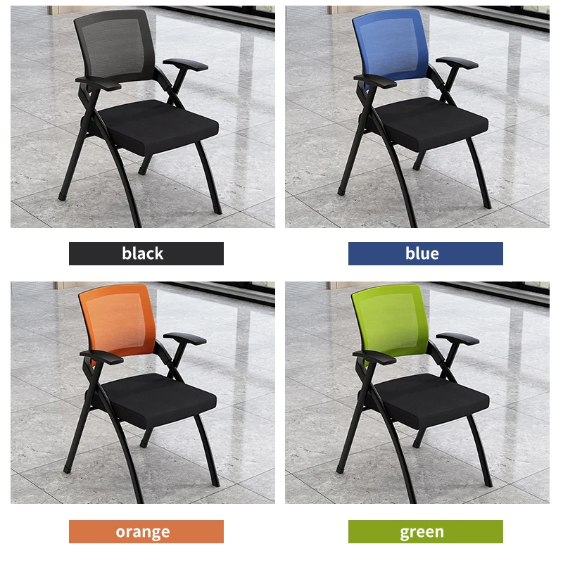 High Quality Mesh Office Chairs Metal Frame Foldable Training Room Training Chairs with Writing Table