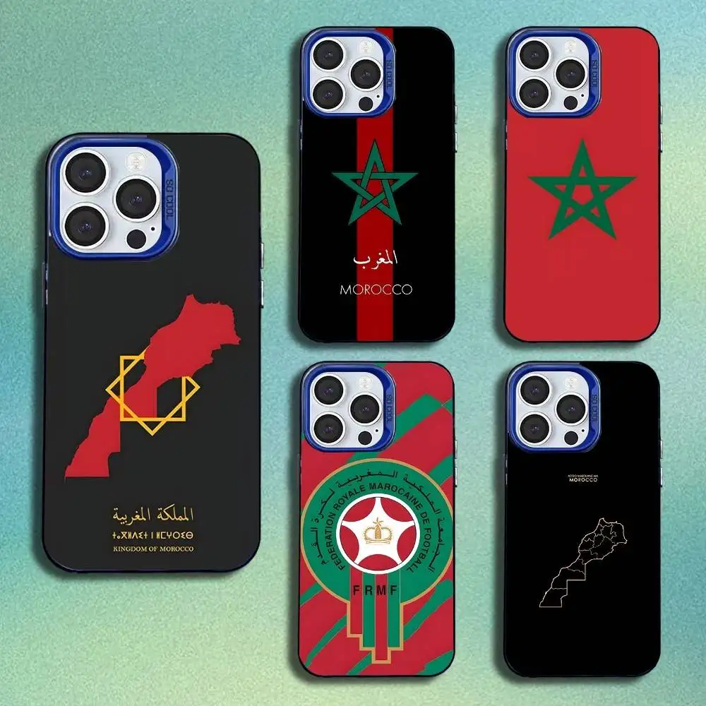 

Morocco Flag Phone Case For iPhone 16,15,14,13,12,11,Mini,Pro,SE,MAX Blue Matte Silicone Cover