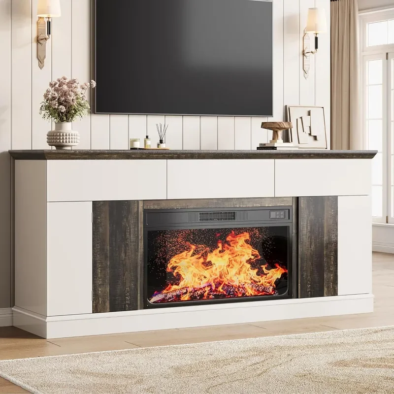 70 Fireplace TV Stand with 36 Electric Fireplace Entertainment Center for TVs up to 80 TV Console with 3 Storage D