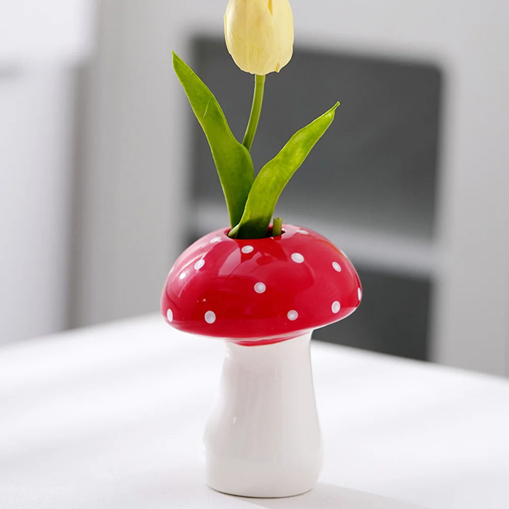 

Ceramic Mushroom Vase Stable Base Flower Arrangement Container Desktop Storage Pen Holder Vase Mushroom Planter