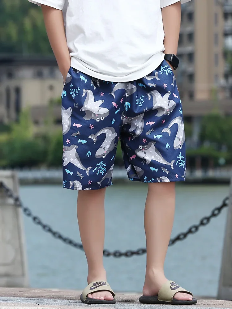 2024 NEW Summer Swim Shorts Plus Size For Men Flower Printed Beach Shorts Blue Shorts gym Pants Swimming Surfing