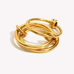 E.B.belle Multiple Layers Strand Loop Indext Finger Rings for Women Lead&nickle Free Stainless Steel Gold Plated Ring