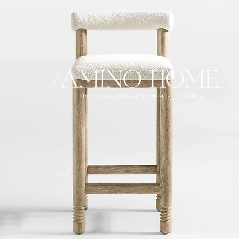 

Luxury European Modern Bar Chair White Low Design Wood Counter Dining Chairs Kitchen Minimalist Chaises Longues Furniture Chair