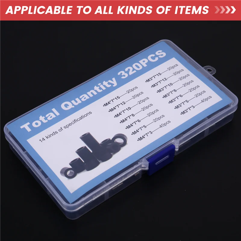 BYBS-320 Pcs Straight-Through Hollow Plastic Isolation Column Sleeve Set For Electrical Insulation