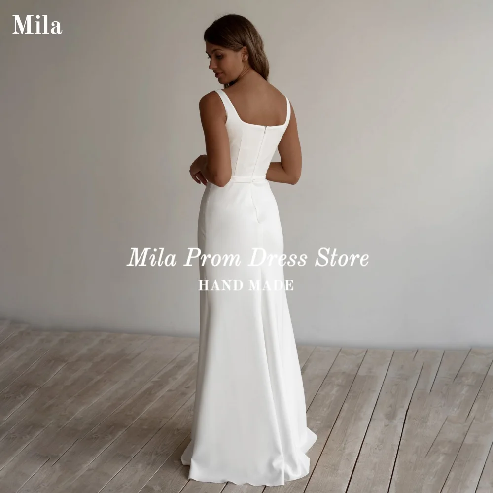 

Mila Customized Elegant Mermaid White Wedding Dress Long Floor Length Wedding Gowns Square Neck Formal Evening robe de mariée