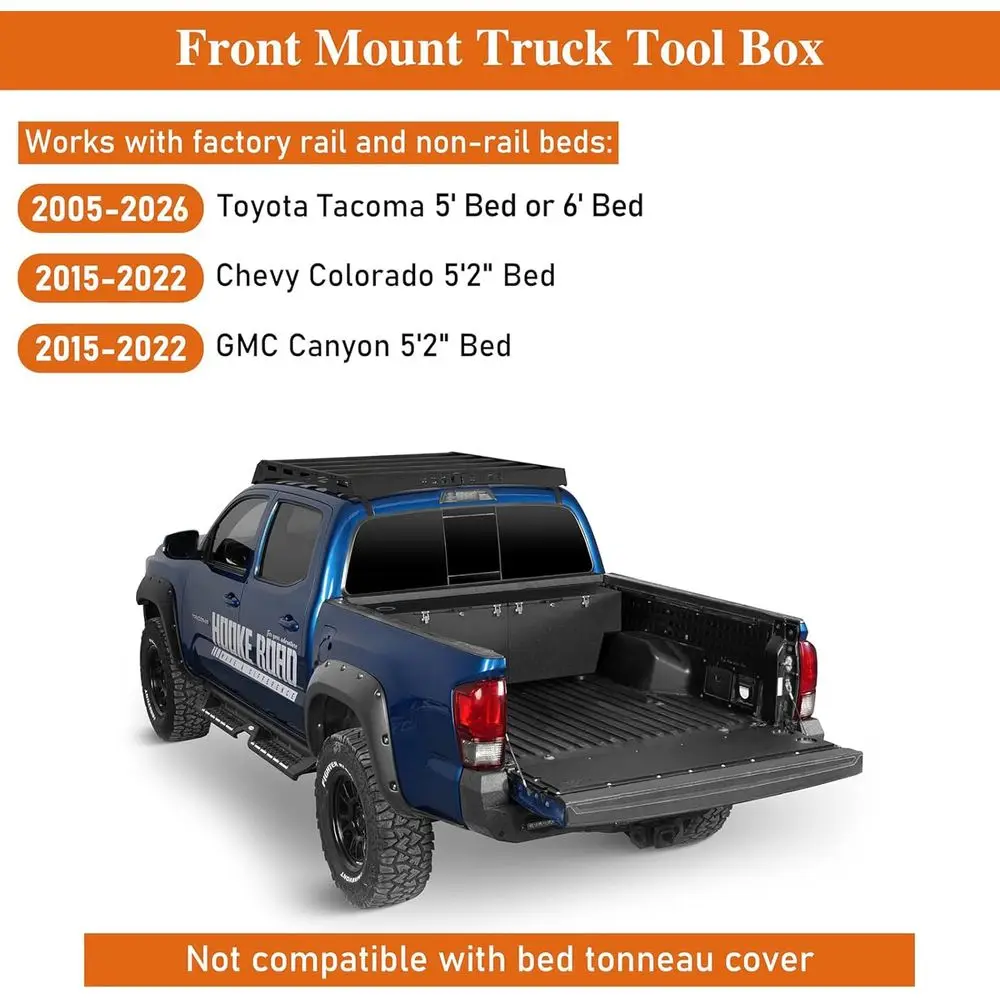 Secure Steel Storage Box for 2005-2026 5T & 6T Beds, 2015-2022 Colorado & Canyon 5'2 Trucks, Durable Toolbox Organizer
