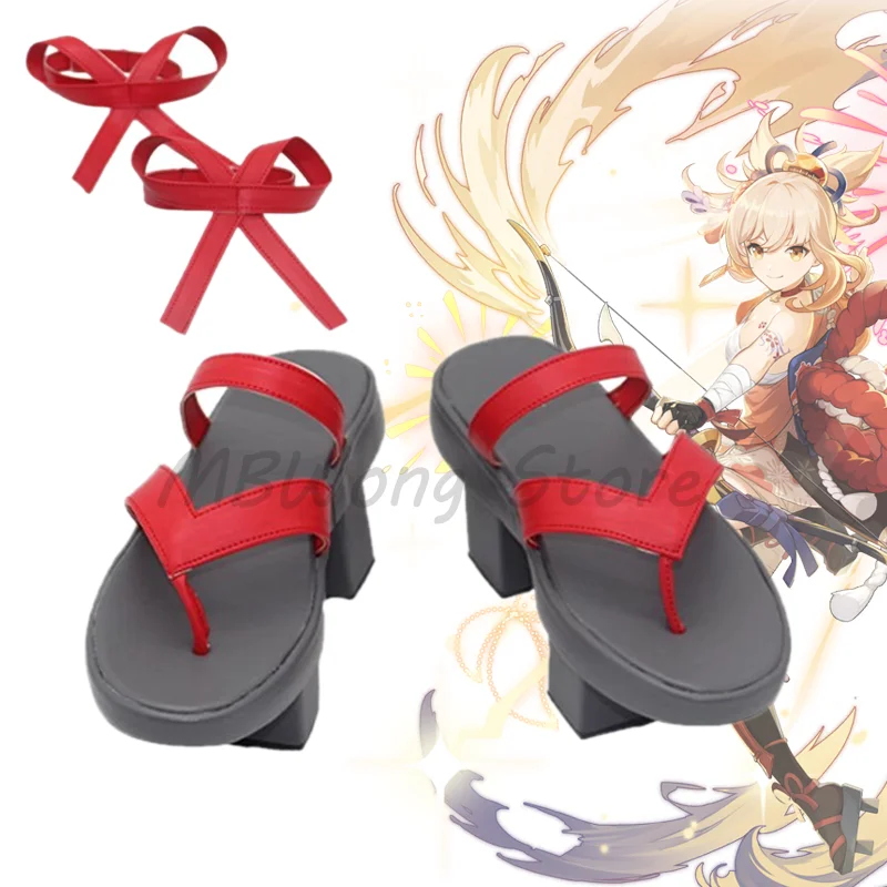 

Game Genshin Impact Naganohara Yoimiya Cosplay Shoes Boots Geta Inazuma Role Play Halloween Carnival Christmas Party Outfit Prop