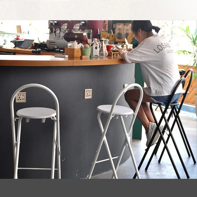 Balcony Bar Chair Modern Simple Bar Chair Household Wrought Iron High Stool Fashion Creative Bar Stool Chair High Stool