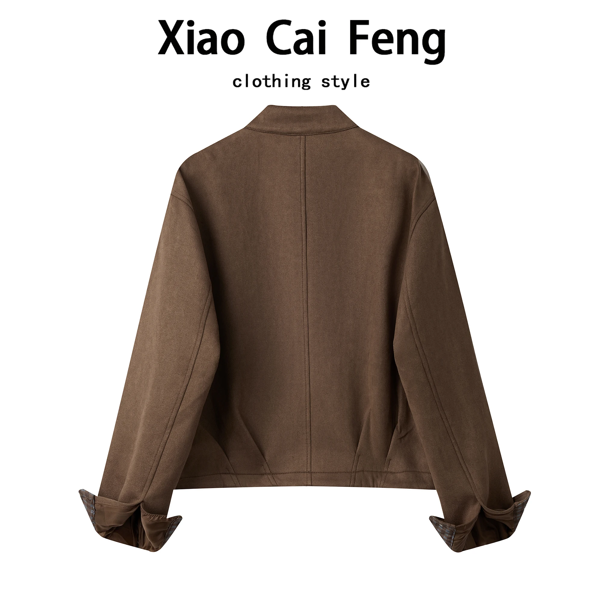 Wildlederjacke für Damen in Kaffeefarbe, Lässiger Schnitt für Frühling und Herbst, Vielseitige Motorradjacke mit Premium-Gefühl