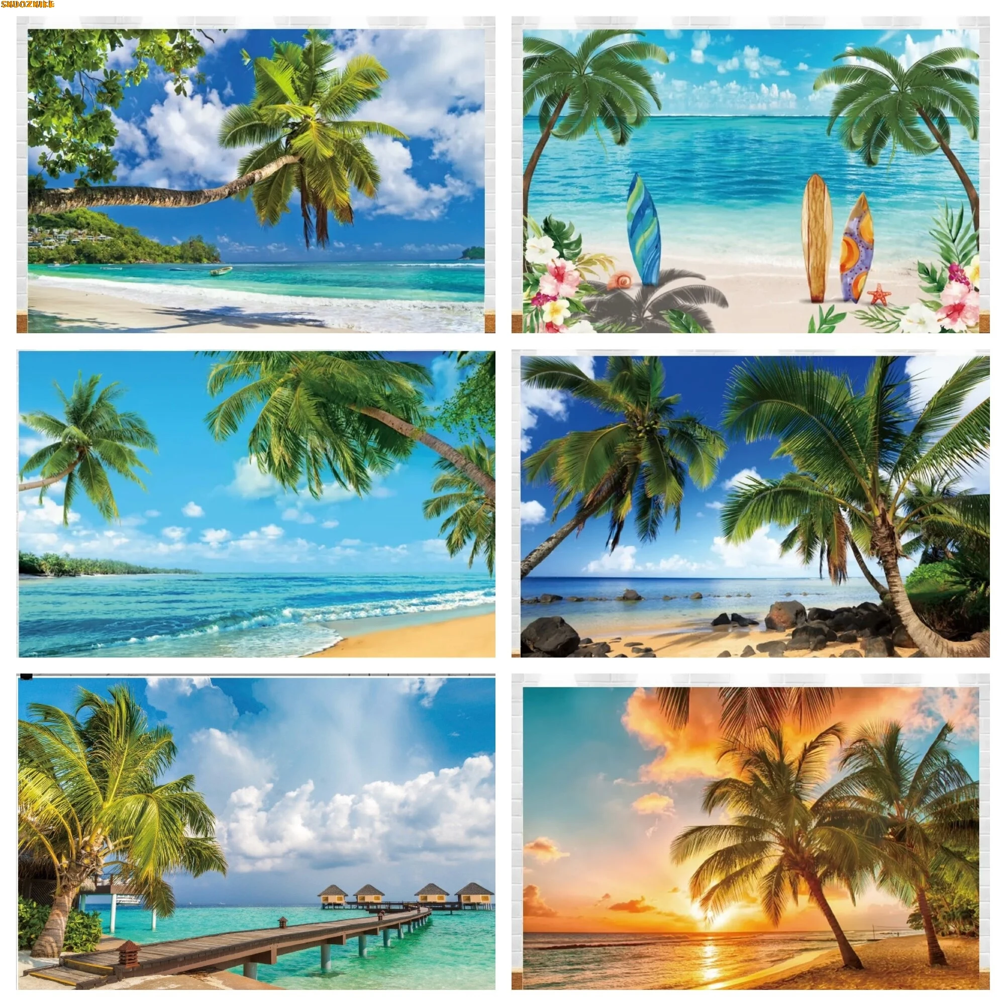 

Beach Coconut Grove Seaside Photography Backdrops Summer baby Birthday Party Ddecoration Wedding Photo Studio Background DH-01