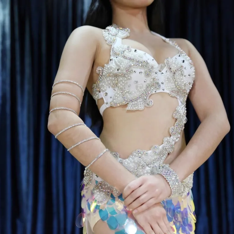 Accesorios personalizados para danza del vientre, anillos para el brazo, pulsera con apertura de rendimiento, accesorios de diamantes de agua con incrustaciones