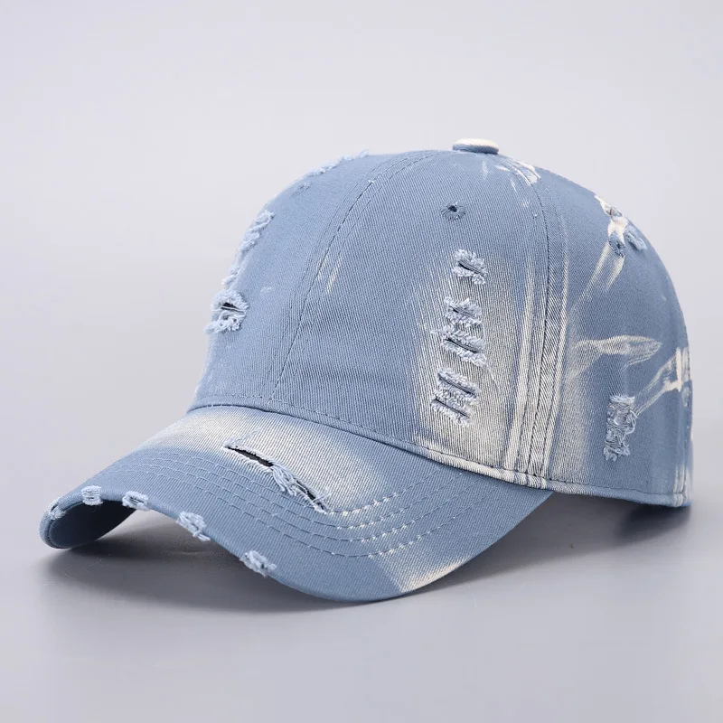 Best-selling Baseball Cap, European and American Style, Unique Denim Ripped Design, Fresh Sun-shading Duckbill Cap