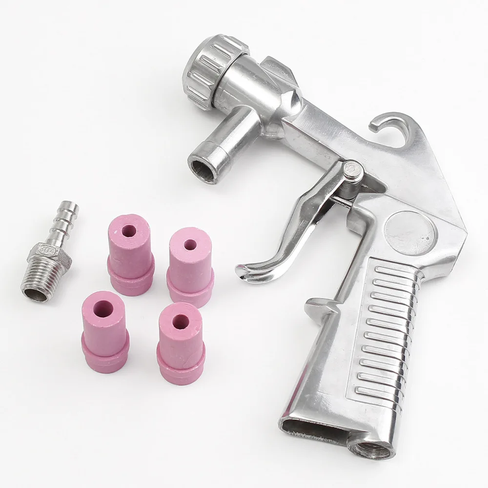 Handheld Pneumatic Sandblaster Kit Adjustable Pressure Blasting Tool For Metal Derusting Glass Cleaning Ceramic Nozzles Set