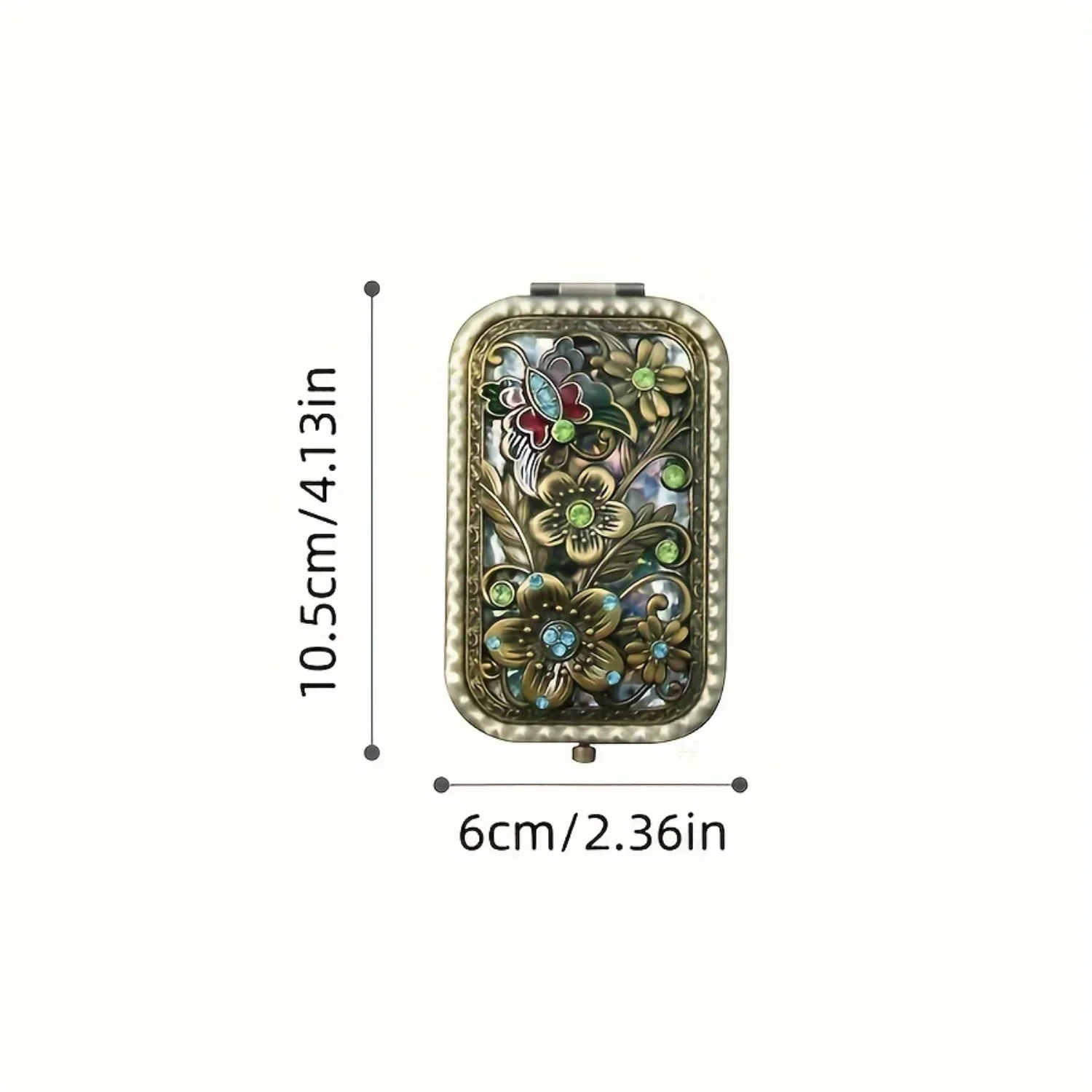 

3D Floral Heart Compact Mirror-Double-Sided, Antique-style Vanity Mirror- Foldable & Portable, Perfect Travel Companion-Great Gi