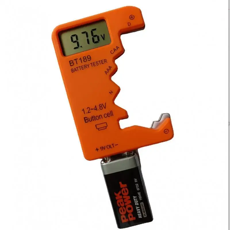 Easy Operation BT189 Digital Battery Tester LCD Voltage Checker Fits AA AAA C D 9V Button Cell Household Testing