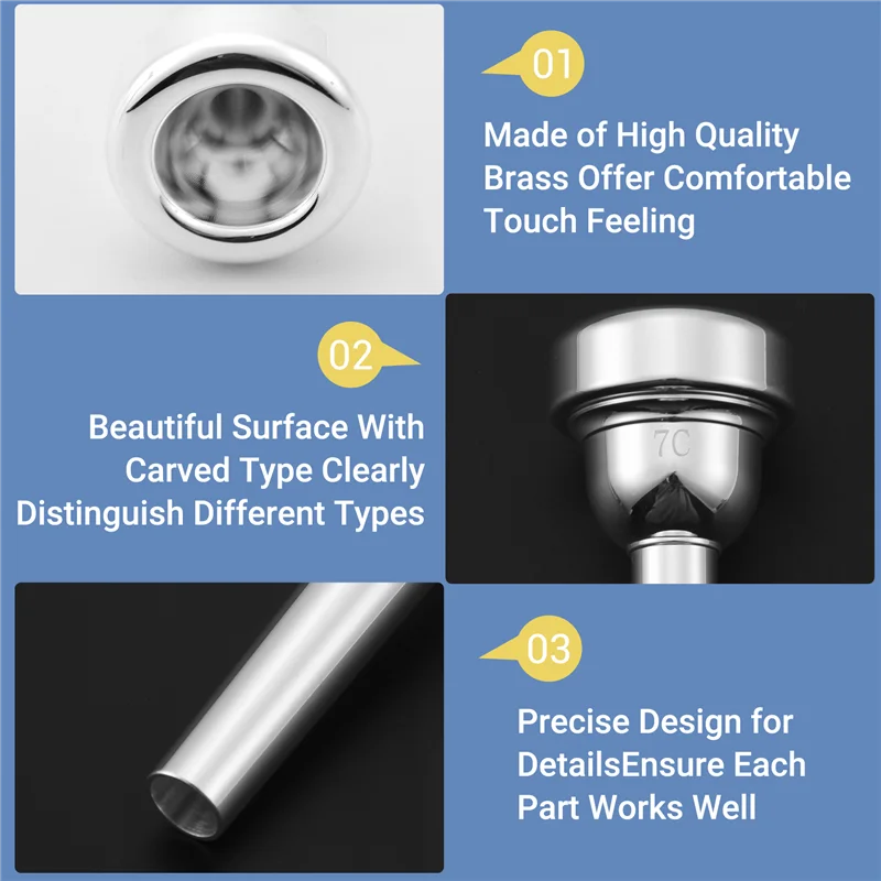 Spare Part Light Silver Plating Trumpet 7C Mouthpiece-N38R