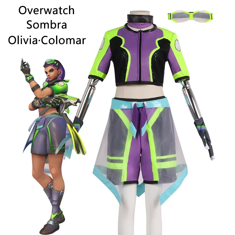 Juego Overwatch Sombra Olivia·Colomar disfraces Cosplay verano snorkel uniforme trajes Halloween carnaval traje para mujeres niñas