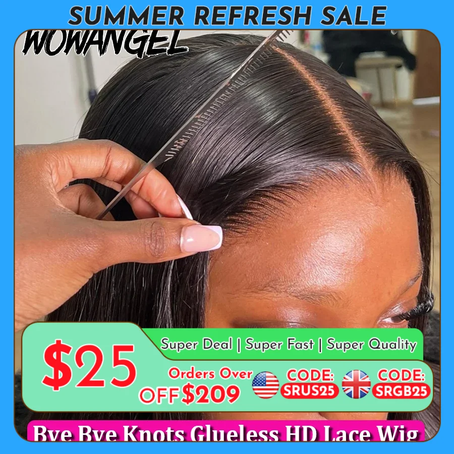 Bye Bye Knots Wigs 5x5 HD Lace Closure Wigs Natural Scalp 28inch Glueless Wigs Human Hair Ready to Wear Brazilian Hair For Woman