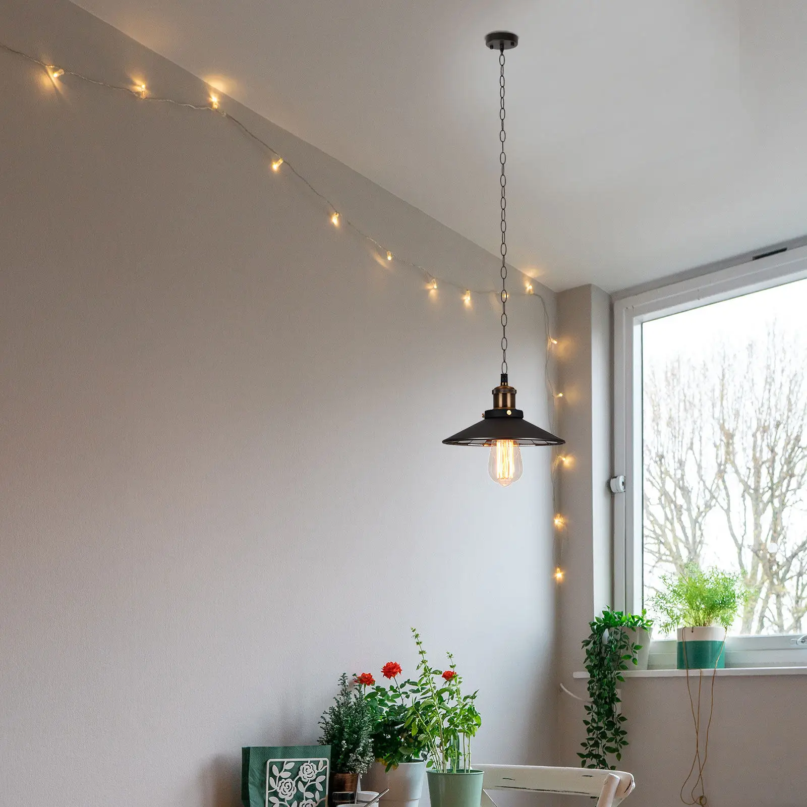 1Set Stylish Retro Ceiling Lamp Chain Kit Heavy Duty Hanging Light Decor for Hallway Restaurant Bar Living Room Cafe DIY Light