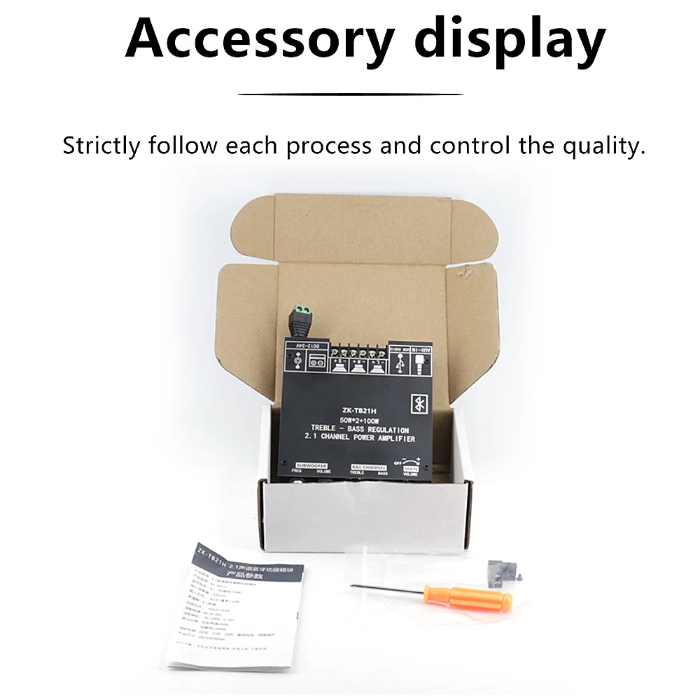 ZK-TB21H Bluetooth 5.1 Audio Amplifier Board 2.1 Channel 50W+100W Subwoofer Amp Module with AUX USB TF Input