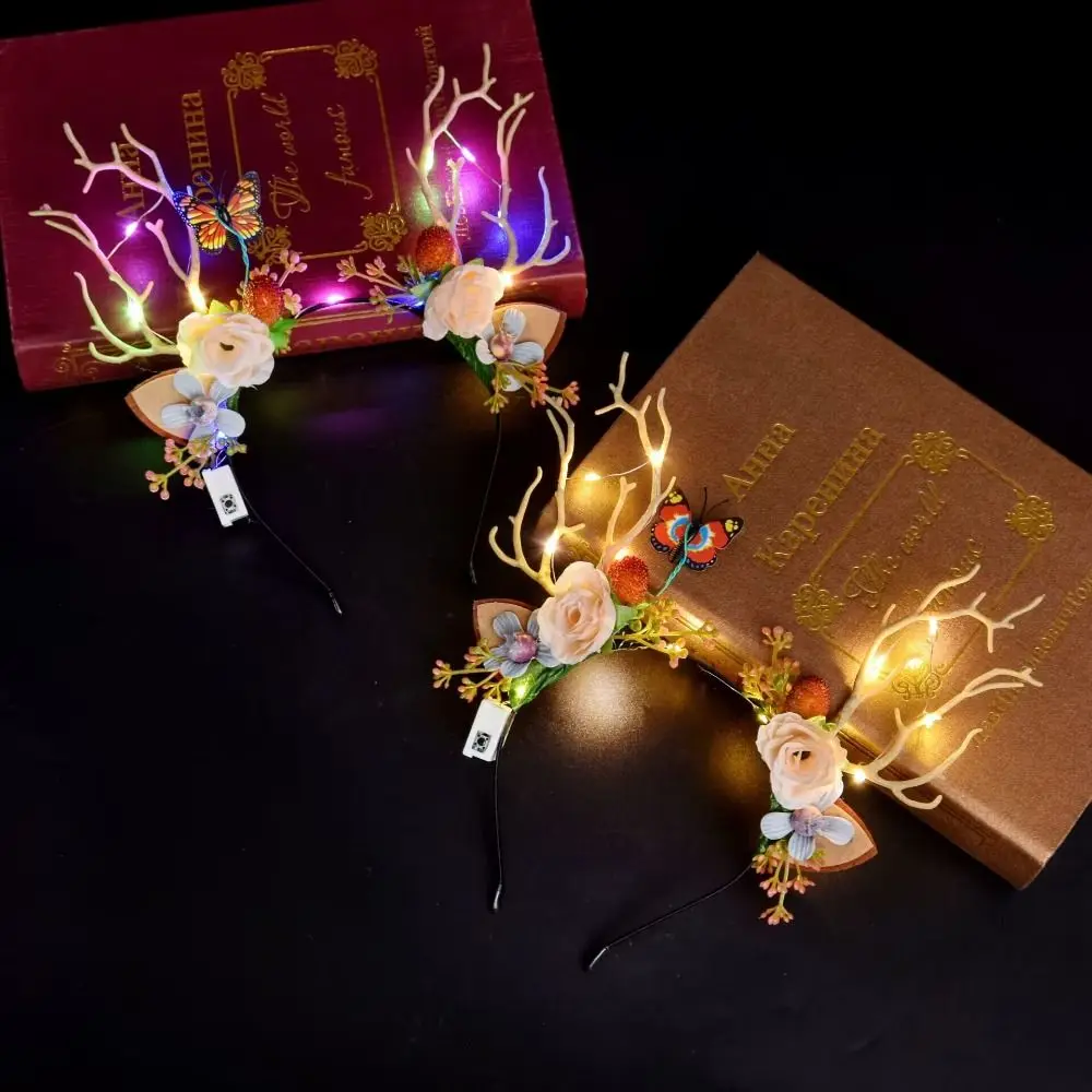 

LED Lights LED Glow Headband Colorful Plastic Flashing Headband Resin Luminous Luminous Deer Horn Hair Band