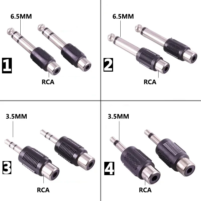 5PCS 6.35mm Stereo Male To RCA Lotus Female Consonant Jack Adapter Headphone Audio Transfer 3.5 Male Stereo Mono Plug to RCA