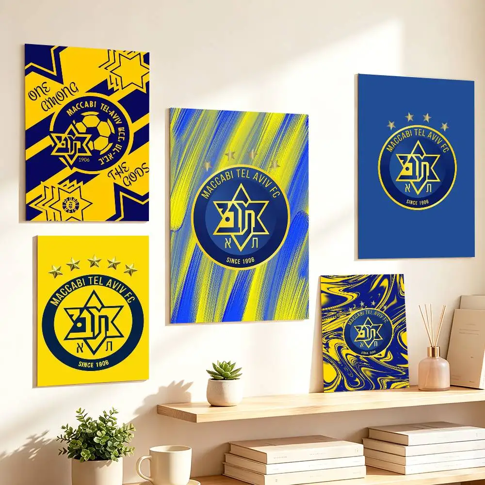 M-Maccabi Flag Tel-Aviv 1906 Poster HD Self Adhesive Waterproof Wall Art Ideal for Home Office Dorm Gift