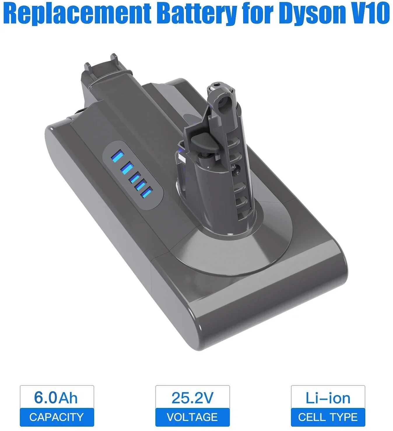 For Dyson V10 Cleaner RH-10 SV12 Battery Pack 7-CELL(206340) SV14 7INR21/70 V10 Replacement Battery Lithium-ion 25.2V 6000mA