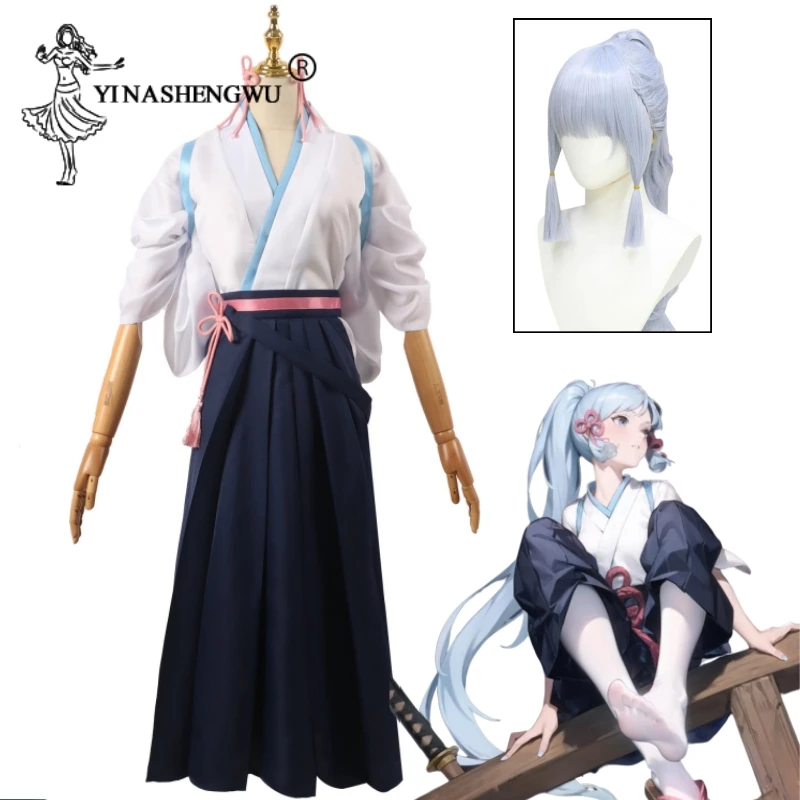 

Genshin Impact Cosplay Costume Kamisato Ayaka Wig Women Kimono Cosplay Anime Kendo Clothing Princess Headgear Christmas Costume