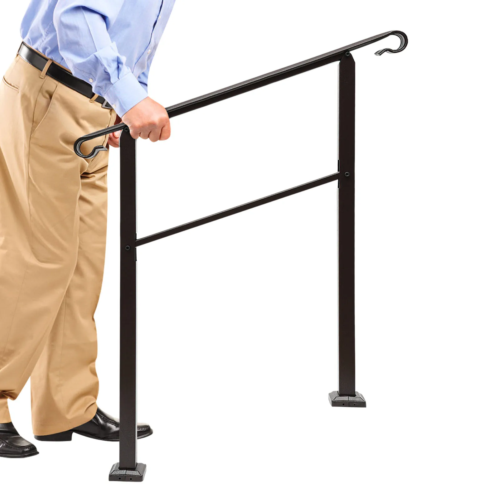 درابزين في الهواء الطلق لـ 3 خطوات درابزين سلم بني داكن درابزين غير قابل للانزلاق للخطوات والحديقة والشرفة #4