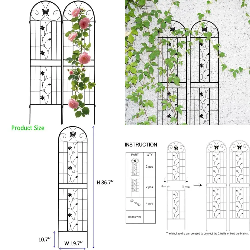 

Сверхмощная нержавеющая металлическая садовая решетка для вьющихся растений, 86,7 x 19,7, идеально подходит для роз и лоз