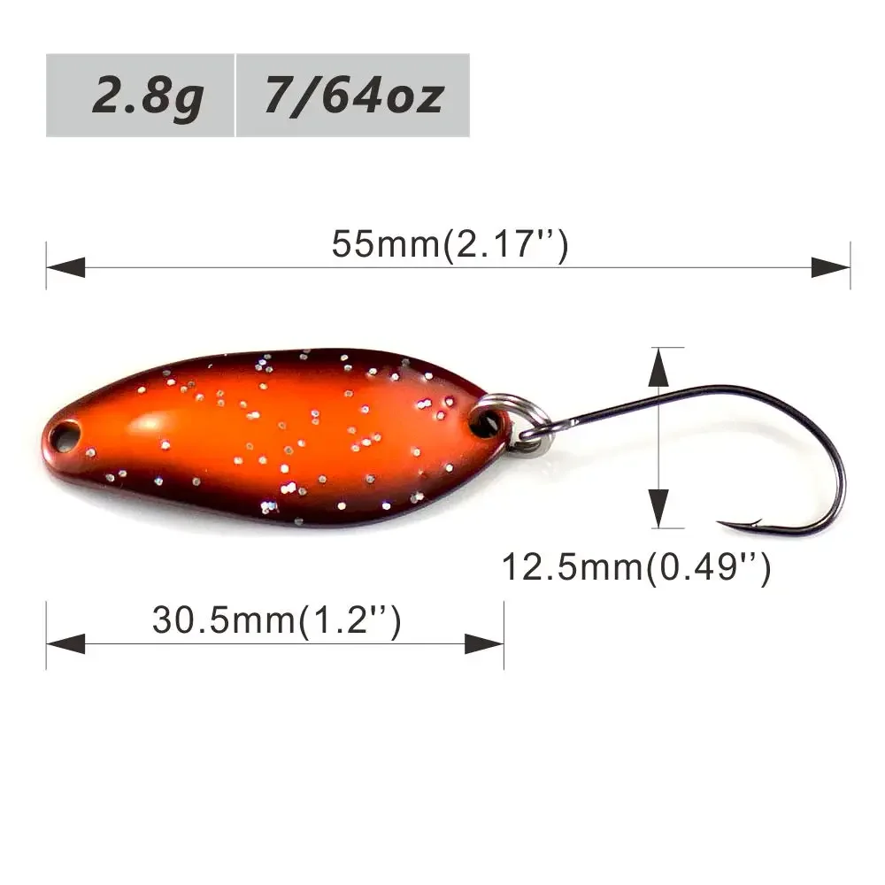 COUNTBASS 6PCS Casting Spoon Size 30.5x12.5mm, 2.8g  7/64oz Freshwater Salmon Trout Pike Bass Metal Brass Fishing Lures