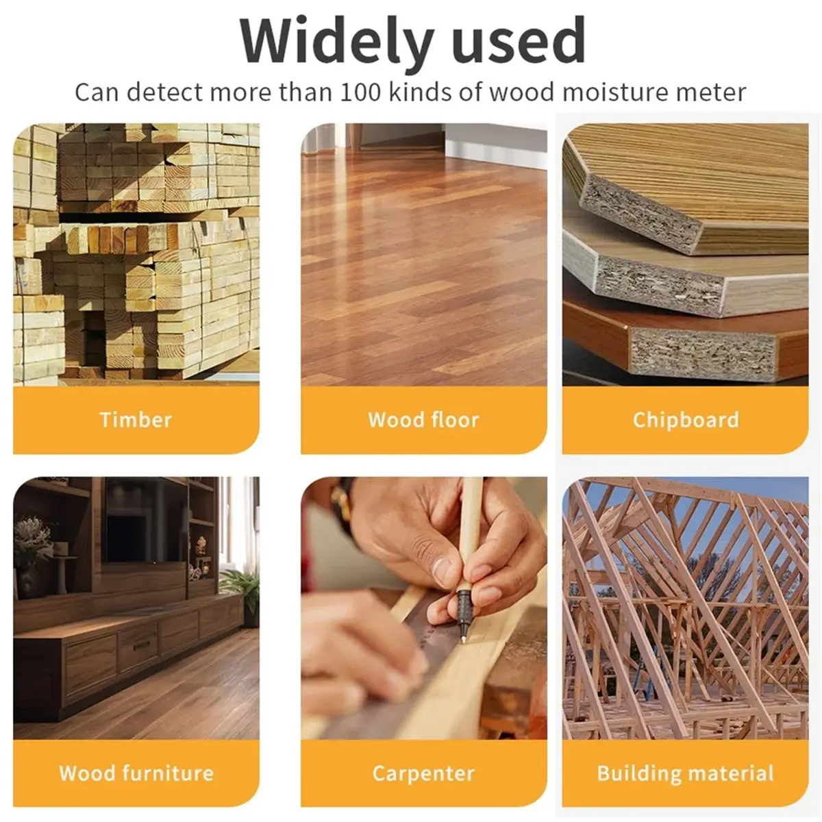 Budget-Friendly-MS7100 Digital Wood Moisture Meter 0-80% Range Pin Type for Wood Bamboo