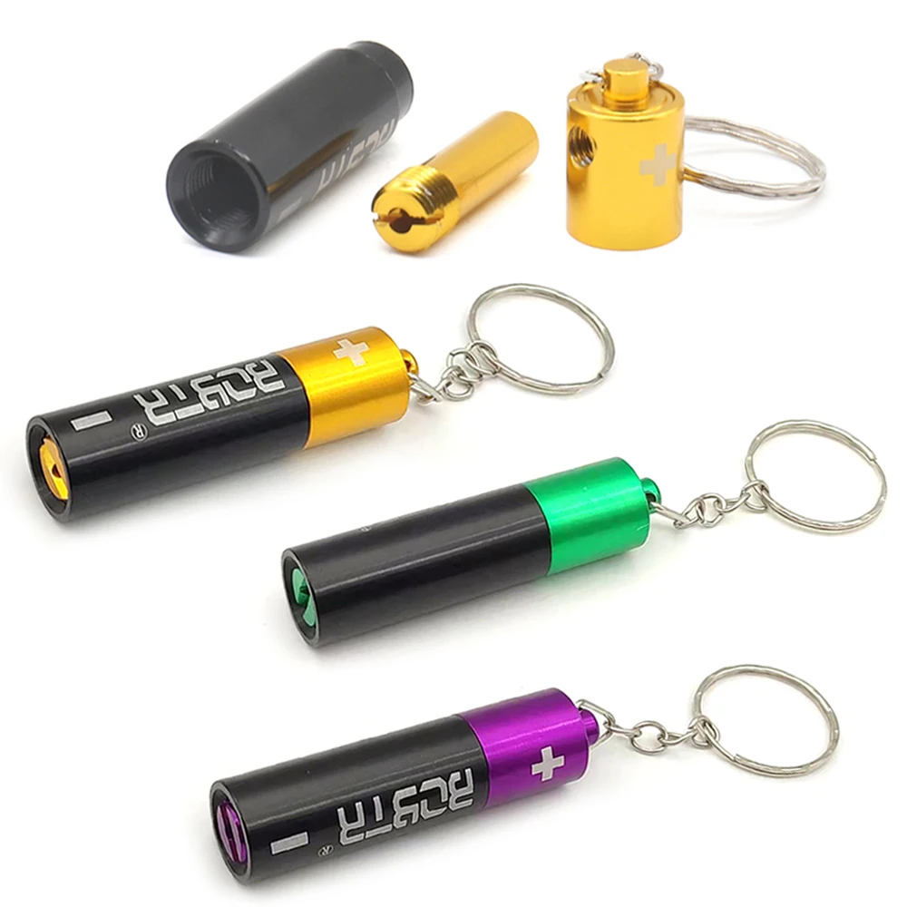 Battery Shaped Pendants Storage Case With Keychain Detachable Pipe For Smoking Accessories Men Women Gift Portable Tool