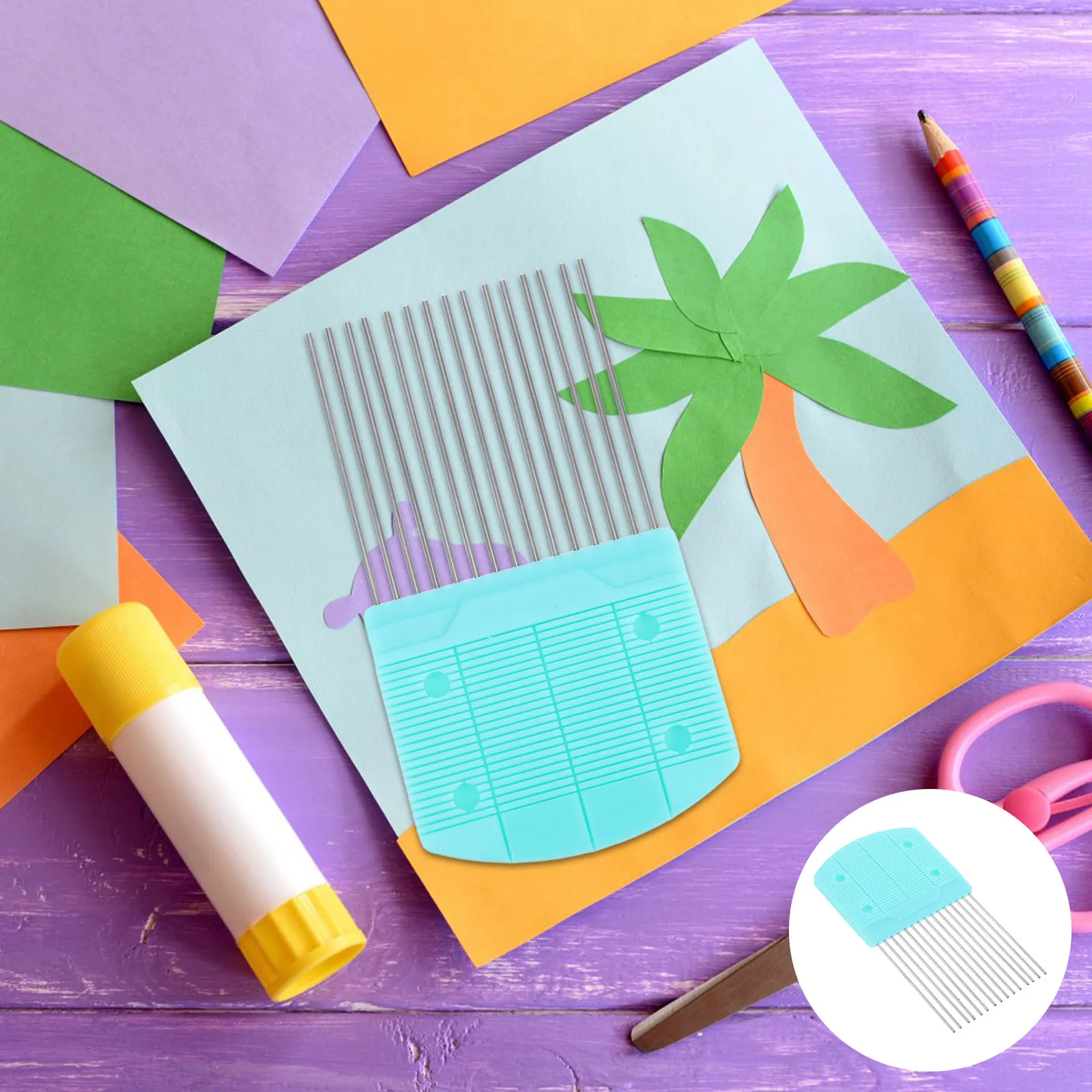1 unidad de herramienta de quilling de papel, verde frutal, con dientes de alta elasticidad, máquina portátil para enrollar papel y tejer, diseño de ranura suave para quilling