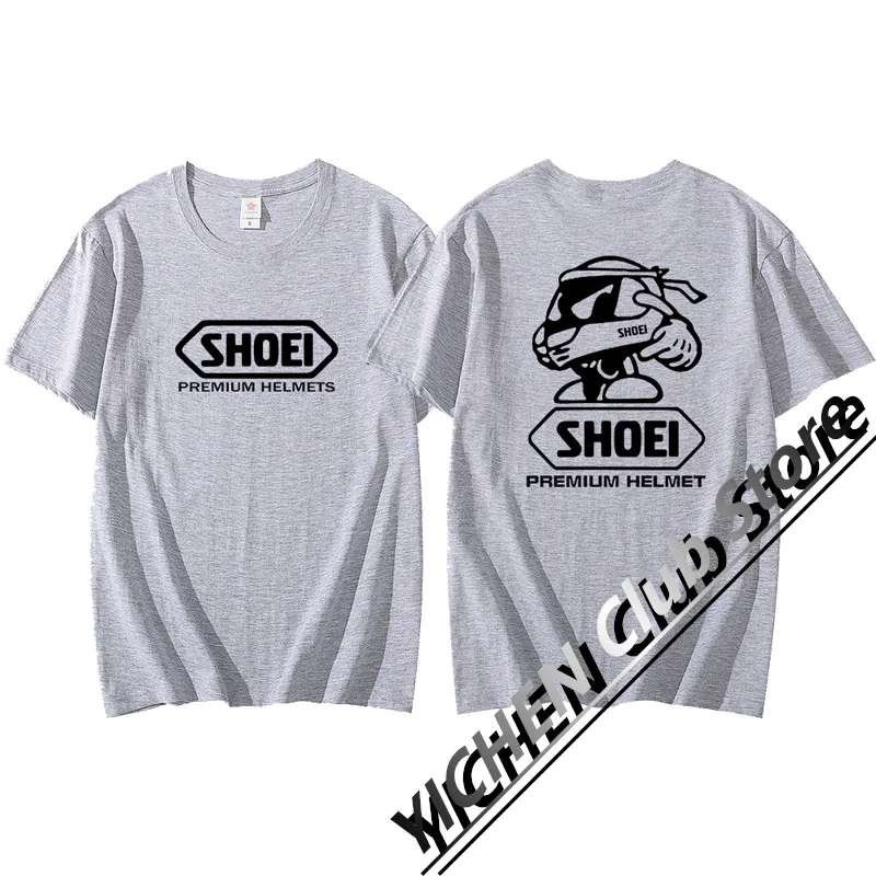 Shoei-男性と女性のための機関車Tシャツ,半袖,純綿,オートバイ,車,恋人,ファッション