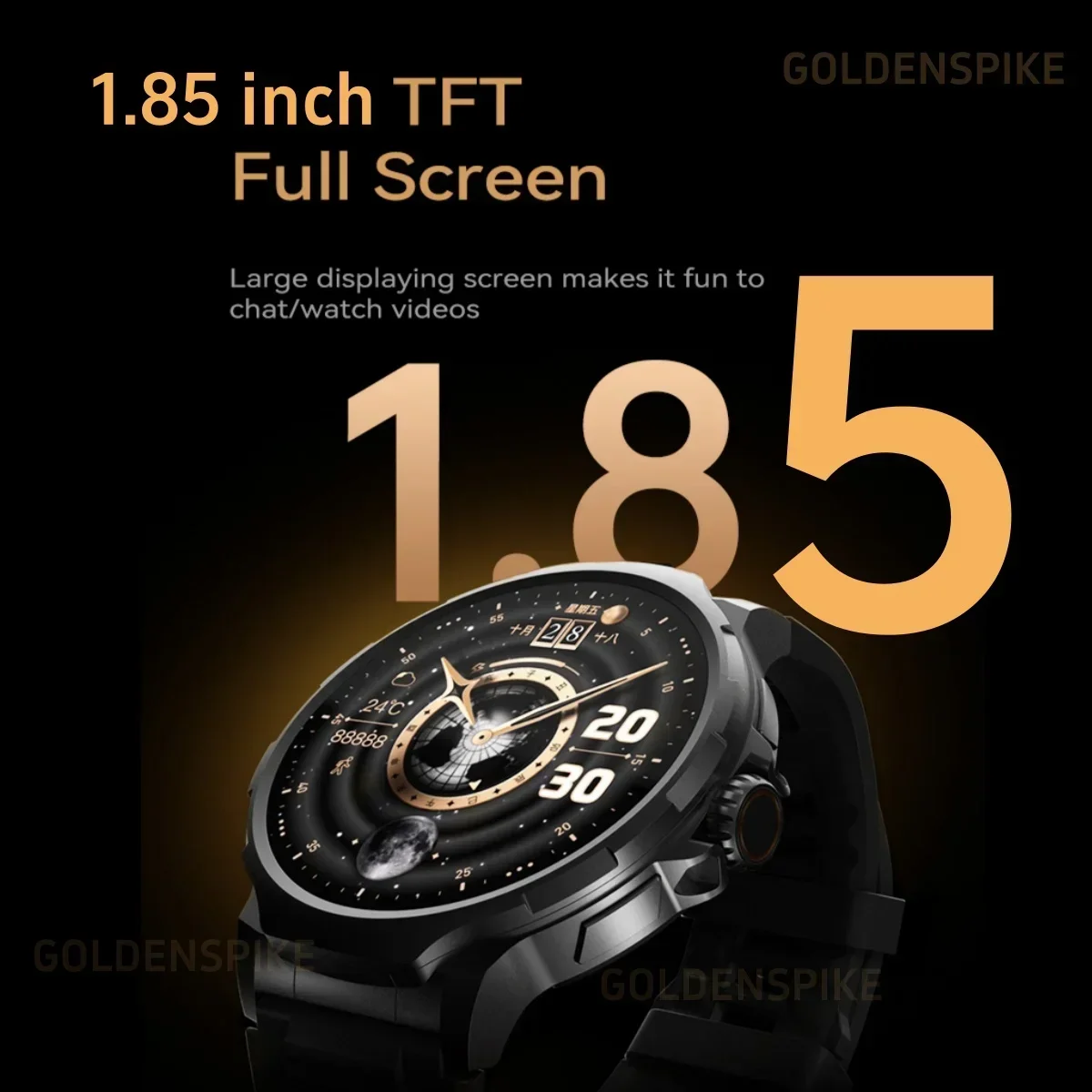 4G Full Netcom Android 9.0 Smart Watch 1.85 inch HD Screen 1050mAH Battery Support Various Apps 180° Telescopic Rotating Camera