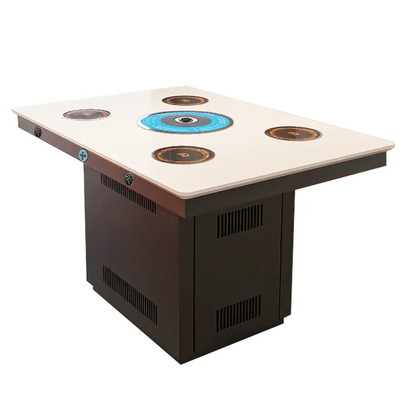 

ker hot pot table rock slab self-service grilling table smokeless self-purification filter barbecue meat table