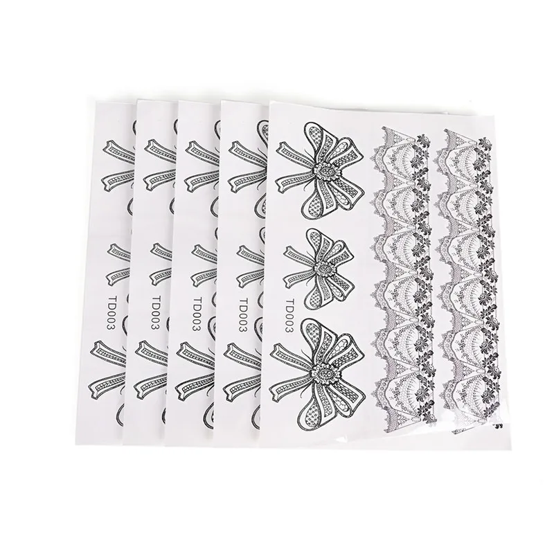 1piece black henna tattoo Sexy Lace Stocking Arabic Indian rose butterfly Bow flash wedding art paint on hand arm leg