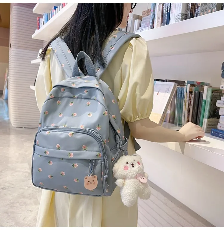 New Floral Backpack Personalized Embroidered Casual Handbag Unique Custom Campus Bag Handmade Gift for School with Name