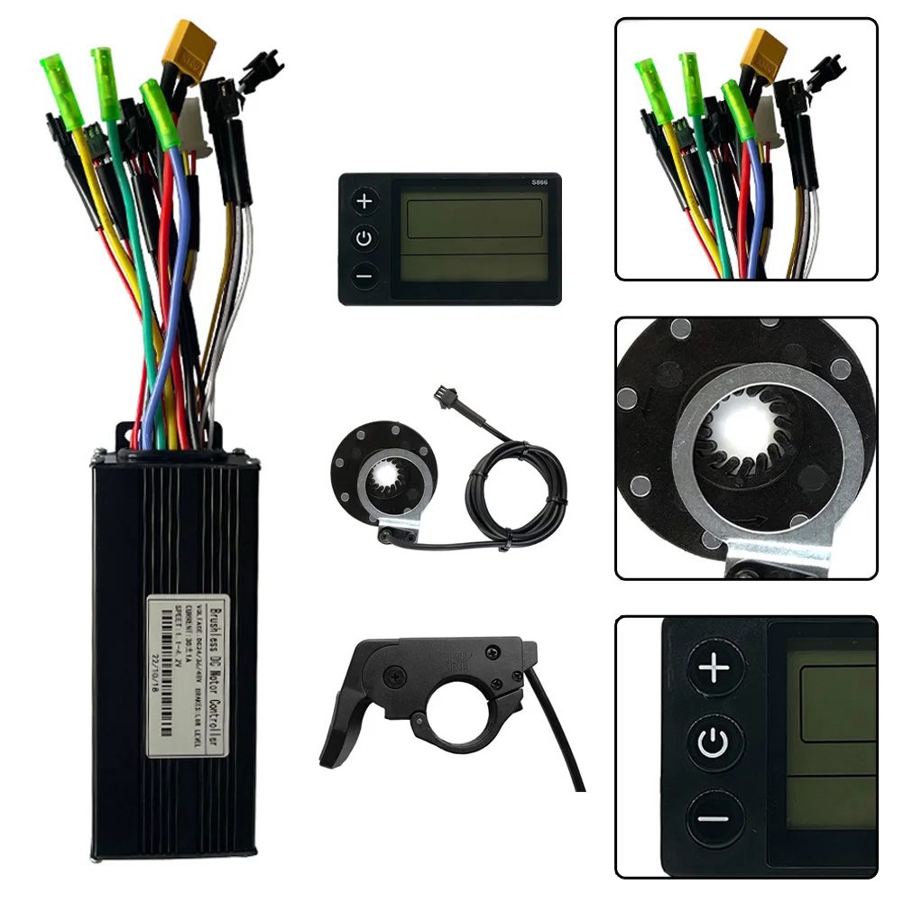 8 PAS Kit Sine Wave Controller 30A 36/48V For 750/1000W Motor S866 Display Throttle With Self-learning Function