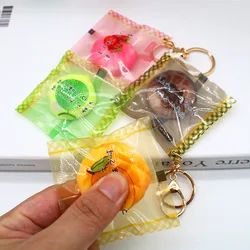 Simulation Pineapple Bread Keychain Decompression Toy Keyring Novelty Bag Phone Backpack Hanging Decoration Creative Food Play