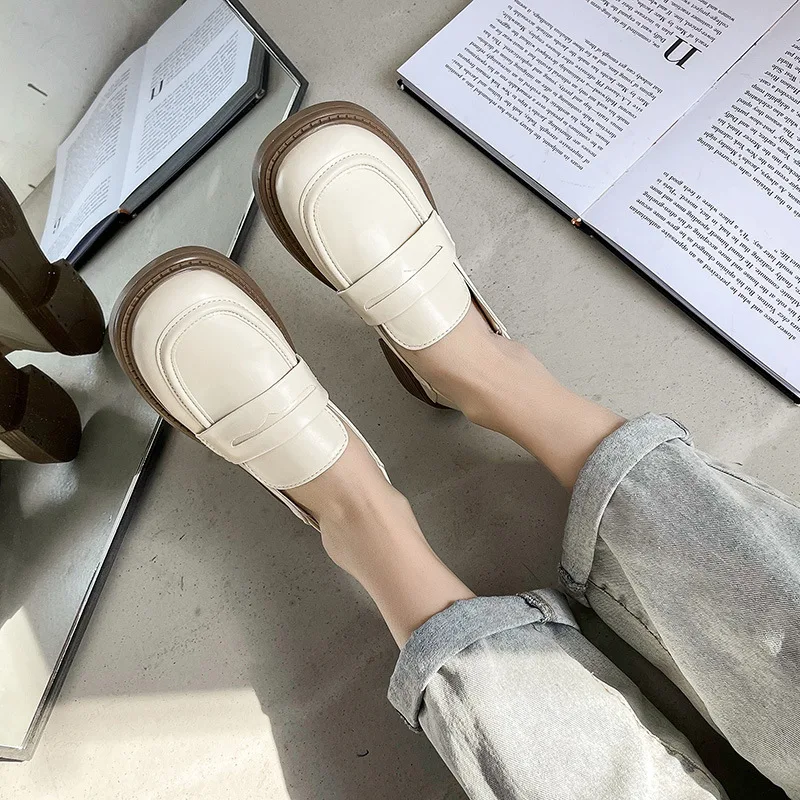 

Classics Oxfords Shoes Women Casual Loafers British Retro Platform Shoes Woman Pumps Round Head Toe Flats Fashion Female Shoes