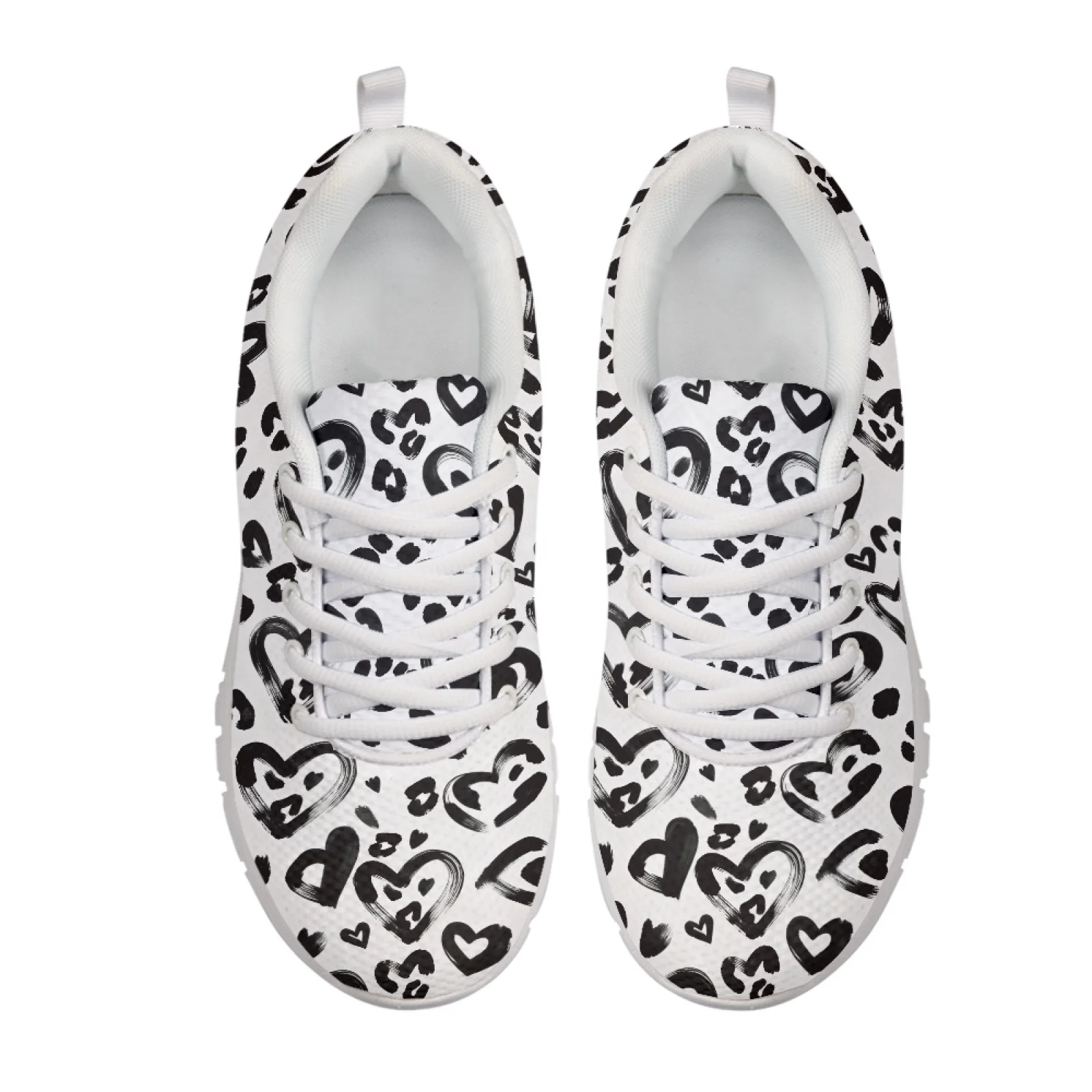 Coloranimal Brushstroke Heart Lace-up Fitness Shoes Women's Tennis Shoes Walking Sneakers for Womens Ladies