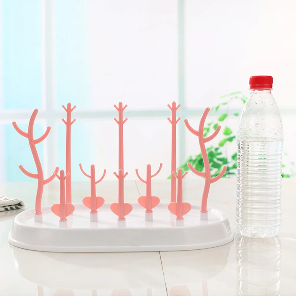 

Multifunction Baby Bottle Rack with Adjustable Pegs Removable Tray Eco-Safe Material Baby Bottle Dryer Organizer