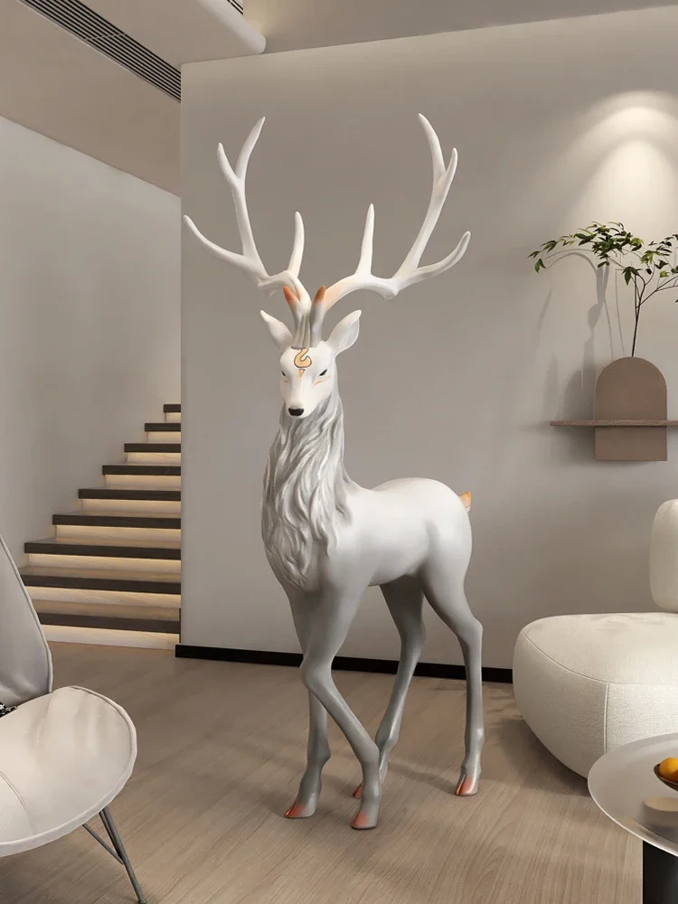 Home Decor Sculpture120cm Luxury Elk Large Decoration,Living Room Hotel Mall TV Cabinet,Artwork Statue Floor Ornament Customized