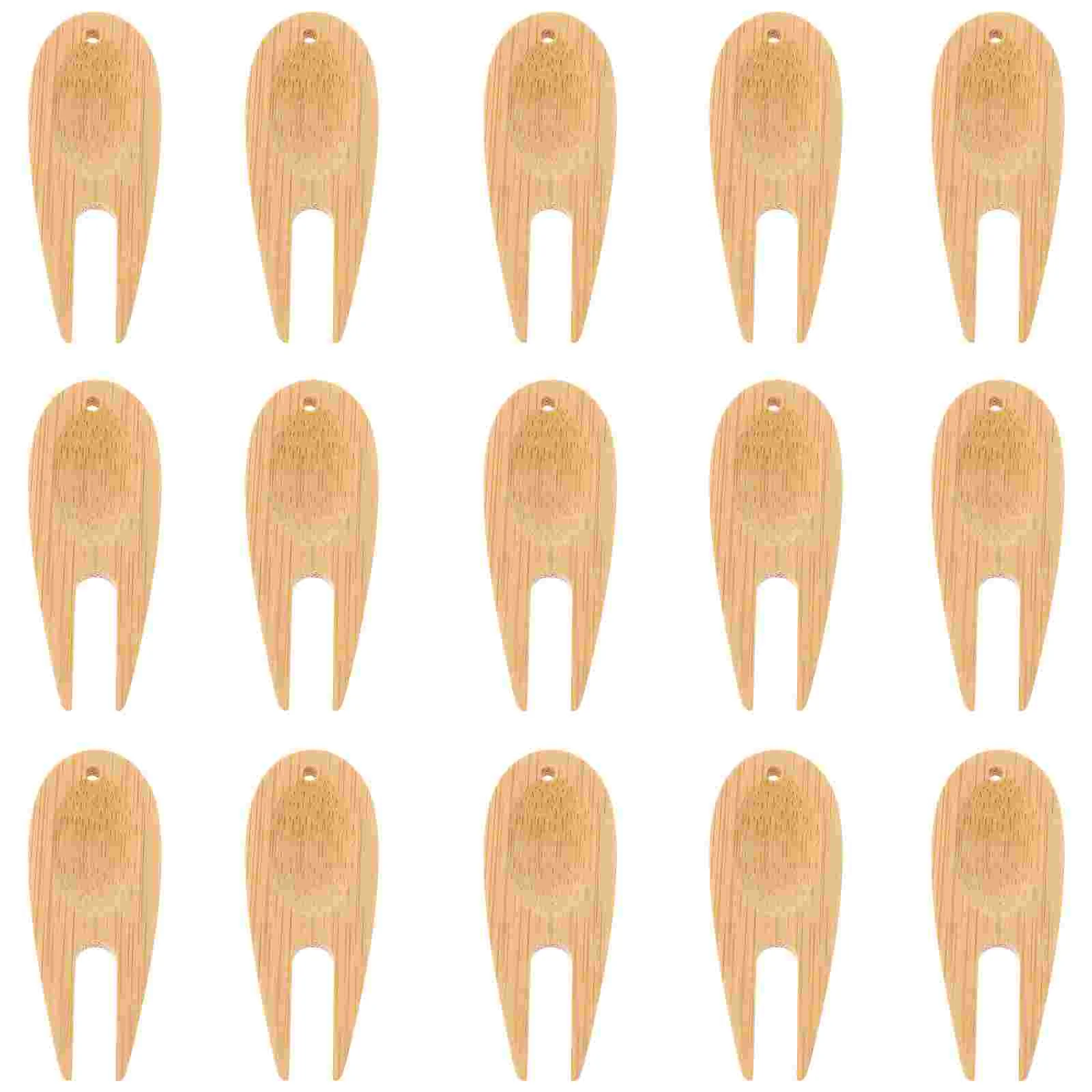 15 pezzi forcella in bambù verde portatile Divot uomo accessori strumenti da golf golf manopole per porte fairway fissatore prato