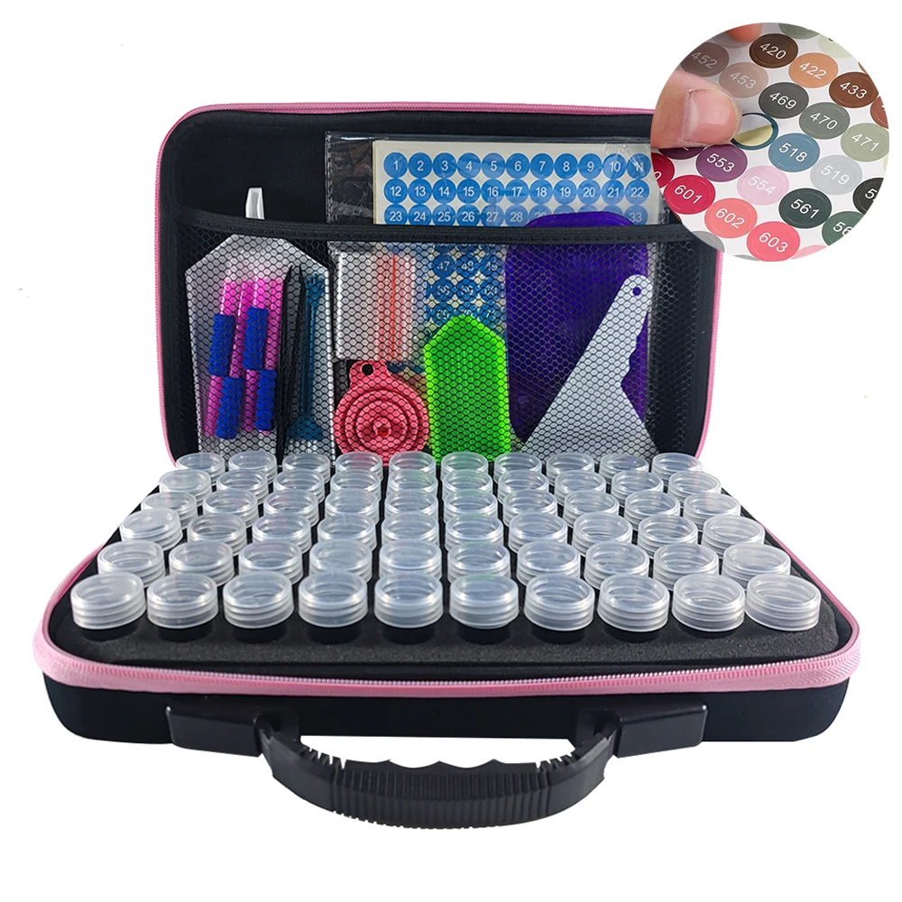 

DMC Color Sticker Diamond Painting Suitcase Accessory Storage Tools Tray Organizer Boxes Bead Containers Accessories Embroidery